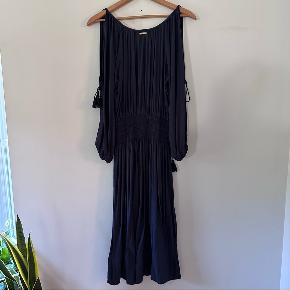 MICHAEL Michael Kors Navy Boho Midi Dress Cover Up - Twisted Rope Tassels Size S - Picture 2 of 14